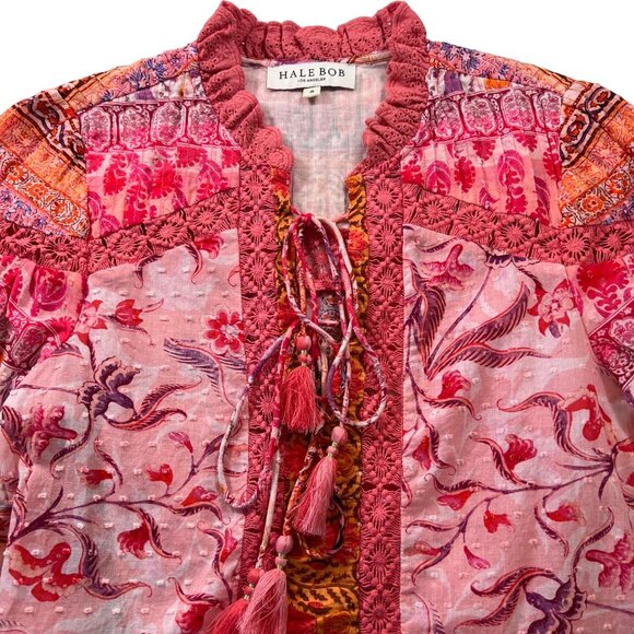 Hale Bob Selena Top in Pink Size Small Boho Bohemian - Picture 4 of 11